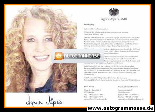 Autogramm Politik | LINKE | Agnes ALPERS | 2000er (Portrait Color)