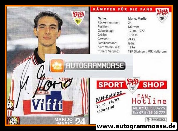 Autogramm Fussball | VfB Stuttgart | 1996 rot | Marijo MARIC