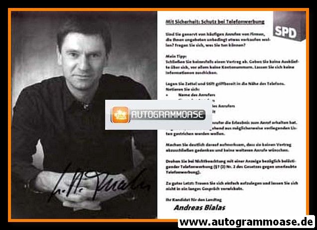 Autogramm Politik | SPD | Andreas BIALAS | 2010 (Landtagswahl)