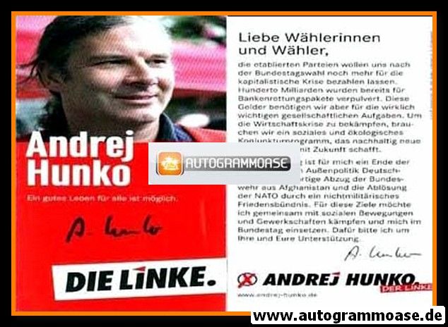 Autogramm Politik | LINKE | Andrej HUNKO | 2000er (Klappkarte)