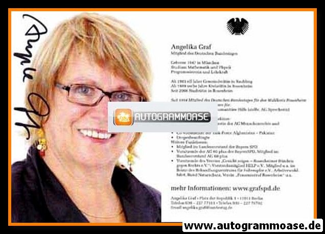 Autogramm Politik | SPD | Angelika GRAF | 2000er (Lebenslauf) 1
