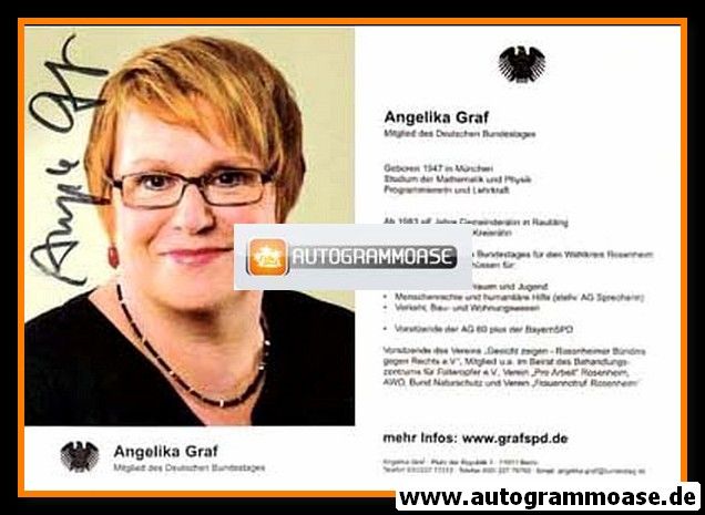 Autogramm Politik | SPD | Angelika GRAF | 2000er (Lebenslauf) 2