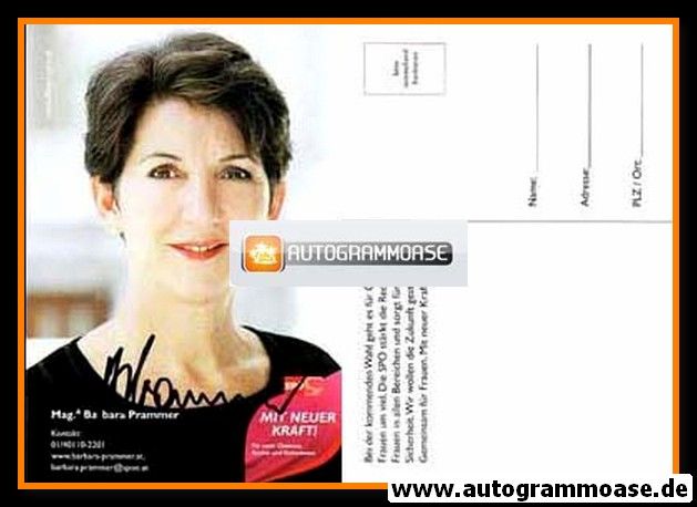 Autogramm Politik | Österreich (SPÖ) | Barbara PRAMMER | 2000er ("Mit Neuer Kraft!")