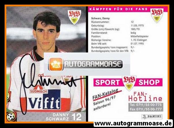 Autogramm Fussball | VfB Stuttgart | 1996 rot | Danny SCHWARZ