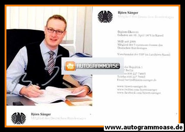 Autogramm Politik | FDP | Björn SÄNGER | 2000er (Lebenslauf) 2