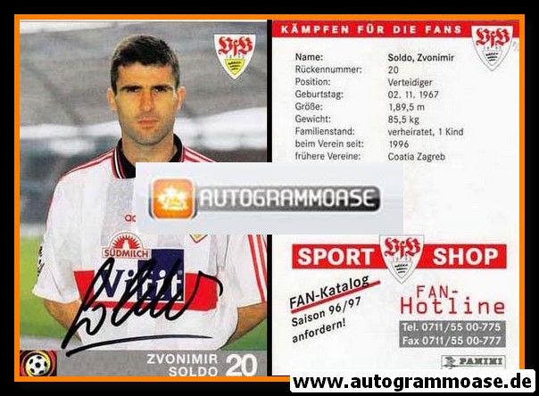 Autogramm Fussball | VfB Stuttgart | 1996 rot | Zvonimir SOLDO