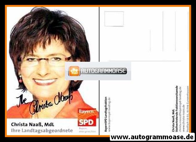 Autogramm Politik | SPD | Christa NAASS | 2000er ("Ihre Landtagsabgeordnete")