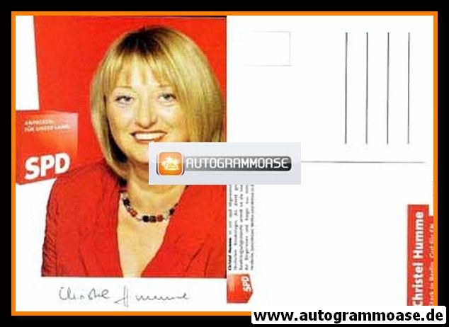 Autogramm Politik | SPD | Christel HUMME | 2000er (Portrait Color) 1