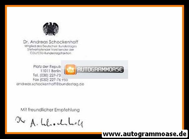 Autogramm Politik | CDU | Andreas SCHOCKENHOFF | 2000er Druck (Visitenkarte)