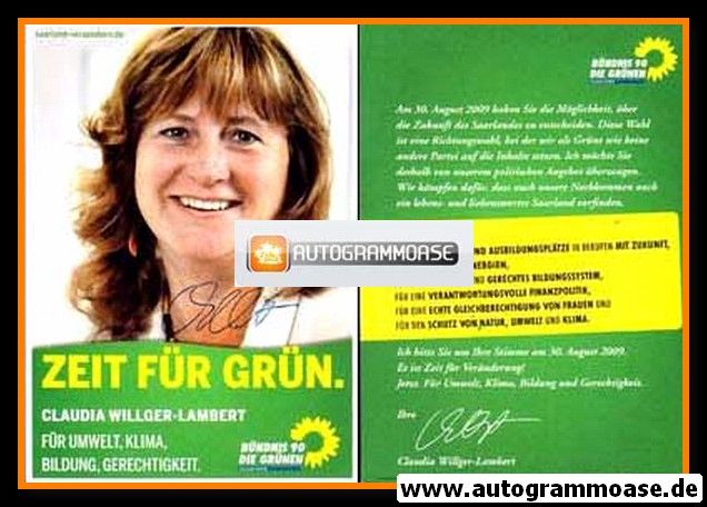 Autogramm Politik | GRÜNE | Claudia WILLGER | 2009 (Landtagswahl)