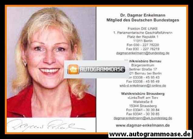 Autogramm Politik | LINKE | Dagmar ENKELMANN | 2000er (Portrait Color)
