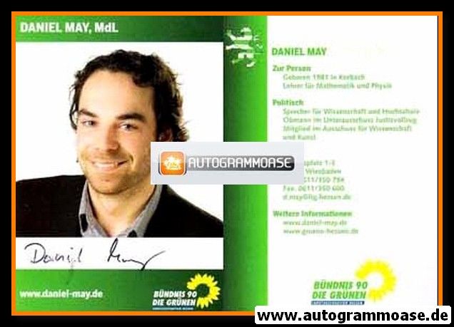 Autogramm Politik | GRÜNE | Daniel MAY | 2010er (Portrait Color)