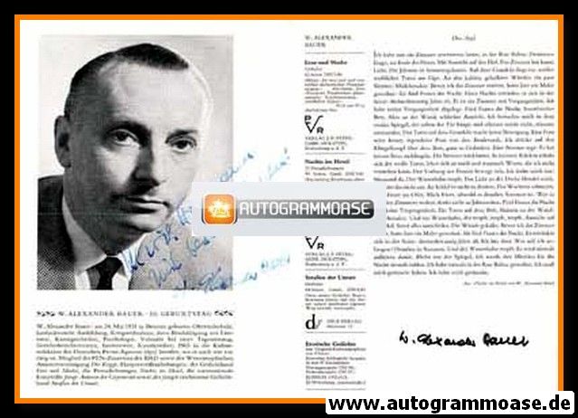 Autogramm Literatur | Walter Alexander BAUER | 1970er (Portrait SW)