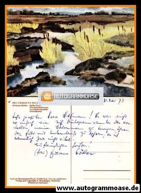 Autogramm Kunst | Hermann BÖCKER | 1970er (Portrait SW + Brief Ehefrau)