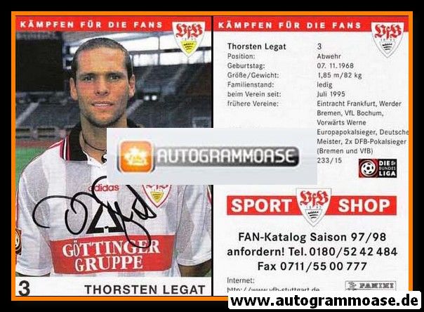 Autogramm Fussball | VfB Stuttgart | 1997 | Thorsten LEGAT