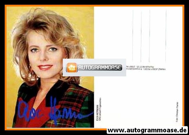 Autogramm TV | ARD | Eva HERMAN | 1990er "Tagesschau" (Potrait Color Rüdel) Pantel