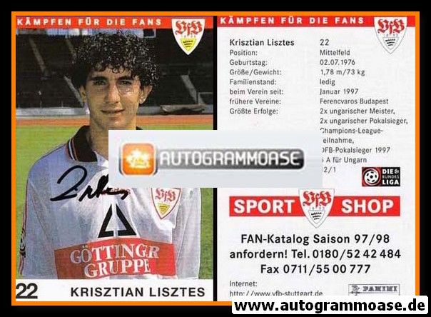 Autogramm Fussball | VfB Stuttgart | 1997 | Krisztian LISZTES