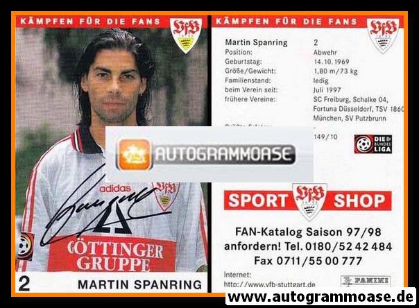 Autogramm Fussball | VfB Stuttgart | 1997 | Martin SPANRING