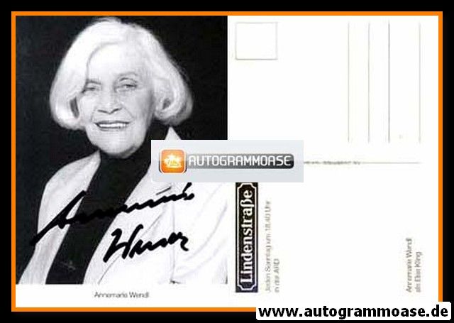 Autogramm TV | ARD | Annemarie WENDL | 1990er "Lindenstrasse" (Benjamin)