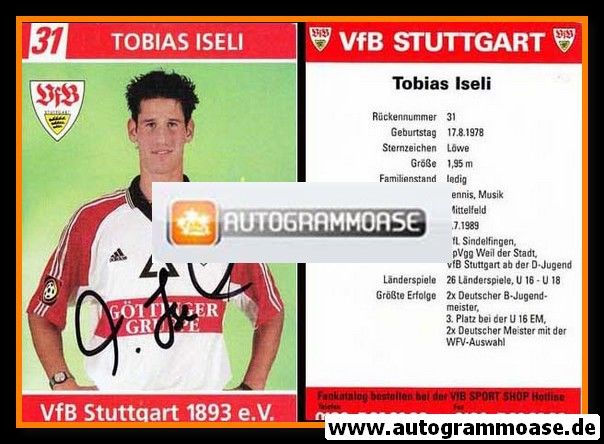 Autogramm Fussball | VfB Stuttgart | 1998 | Tobias ISELI
