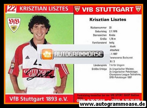 Autogramm Fussball | VfB Stuttgart | 1998 | Krisztian LISZTES