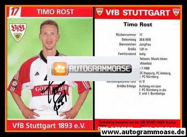 Autogramm Fussball | VfB Stuttgart | 1998 | Timo ROST