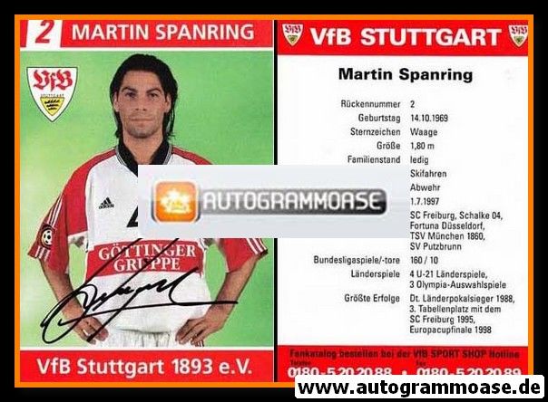 Autogramm Fussball | VfB Stuttgart | 1998 | Martin SPANRING