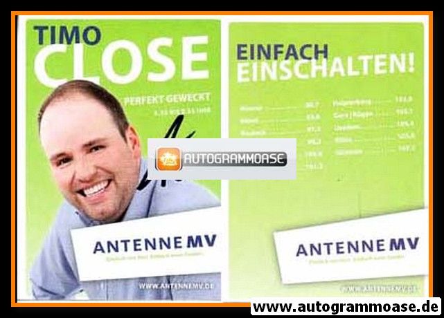 Autogramm Radio | Antenne MV | Timo CLOSE | 2000er (Portrait Color) 