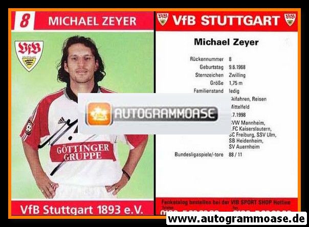 Autogramm Fussball | VfB Stuttgart | 1998 | Michael ZEYER