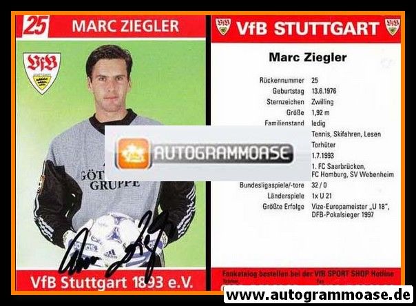 Autogramm Fussball | VfB Stuttgart | 1998 | Marc ZIEGLER