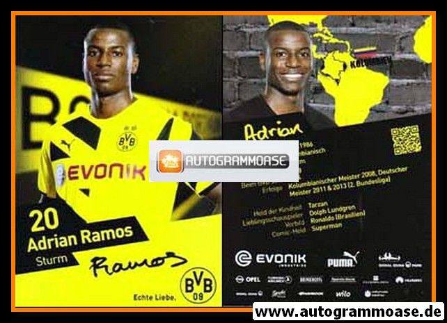 Autogramm Fussball | Borussia Dortmund | 2014 Druck | Adrian RAMOS