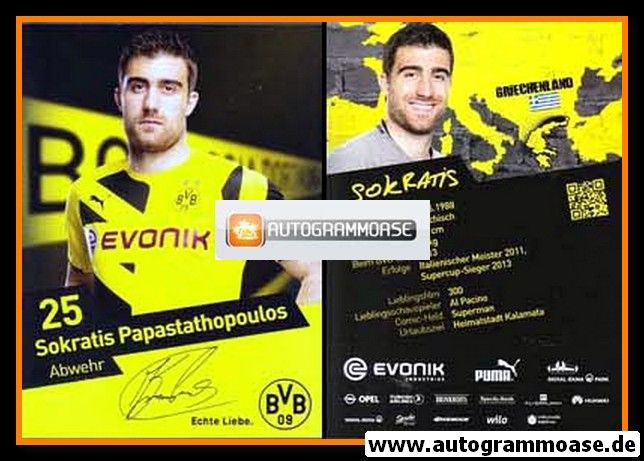 Autogramm Fussball | Borussia Dortmund | 2014 Druck | Sokratis PAPASTATHOPOULOS