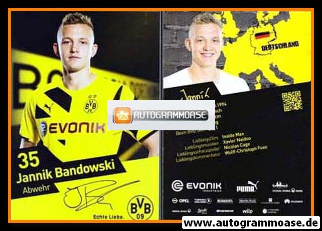 Autogramm Fussball | Borussia Dortmund | 2014 Druck | Jannik BANDOWSKI