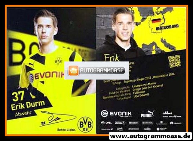 Autogramm Fussball | Borussia Dortmund | 2014 Druck | Erik DURM