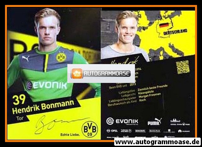 Autogramm Fussball | Borussia Dortmund | 2014 Druck | Hendrik BONMANN