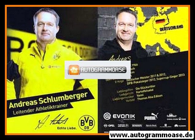 Autogramm Fussball | Borussia Dortmund | 2014 Druck | Andreas SCHLUMBERGER
