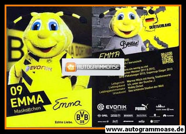 Autogramm Fussball | Borussia Dortmund | 2014 Druck | EMMA (Maskottchen)