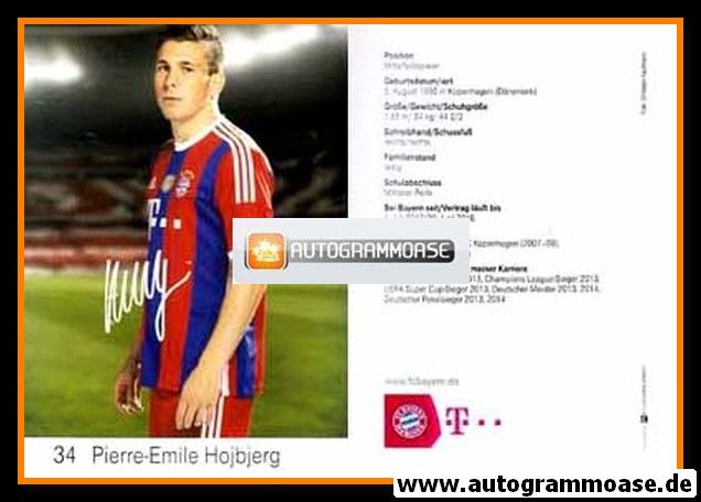 Autogramm Fussball | FC Bayern München | 2014 Druck | Pierre-Emile HOJBJERG (weiss)