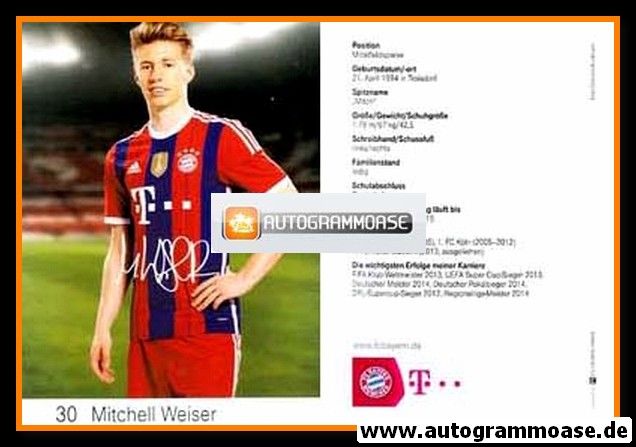 Autogramm Fussball | FC Bayern München | 2014 Druck | Mitchell WEISER