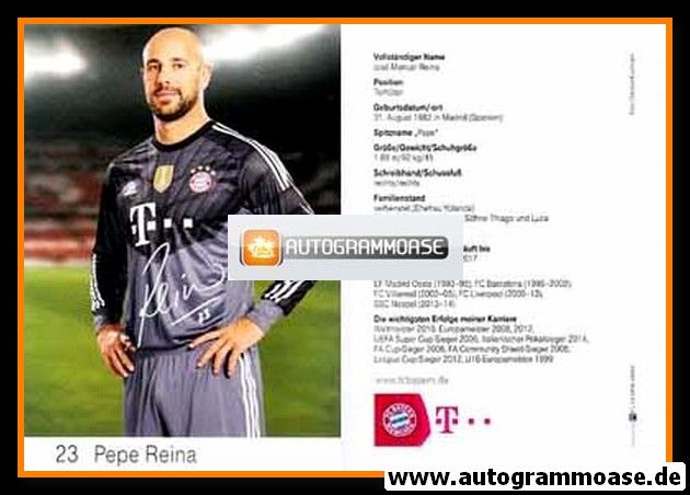Autogramm Fussball | FC Bayern München | 2014 Druck | Pepe REINA