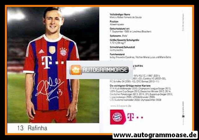 Autogramm Fussball | FC Bayern München | 2014 Druck | RAFINHA
