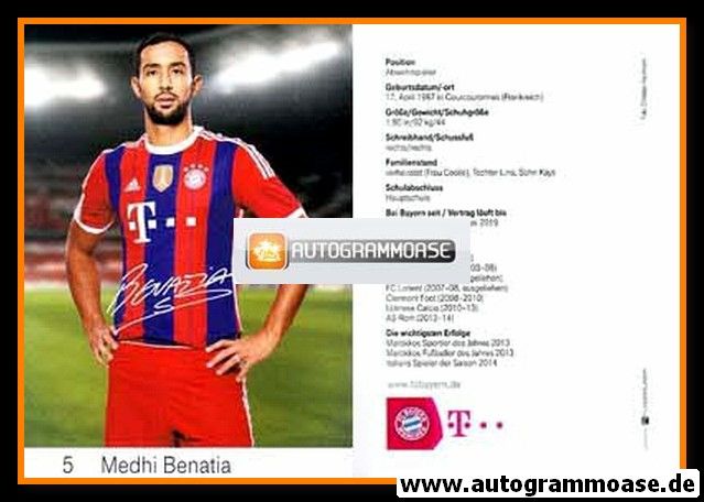Autogramm Fussball | FC Bayern München | 2014 Druck | Medhi BENATIA