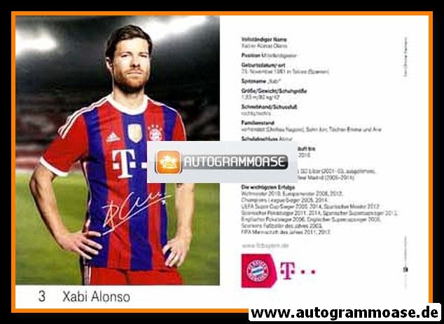 Autogramm Fussball | FC Bayern München | 2014 Druck | Xabi ALONSO