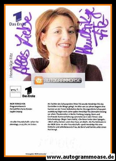 Autogramm TV | ARD | Hendrikje FITZ | 2002 "In Aller Freundschaft" (Portrait Color) Jehnichen
