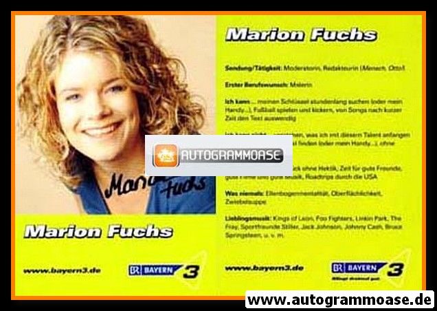 Autogramm Radio | BR Bayern 3 | Marion FUCHS | 2000er (Portrait Color)
