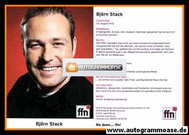 Autogramm Radio | FFN | Björn STACK | 2000er (Portrait Color)