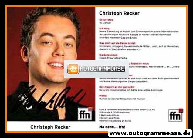 Autogramm Radio | FFN | Christoph RECKER | 2000er (Portrait Color)