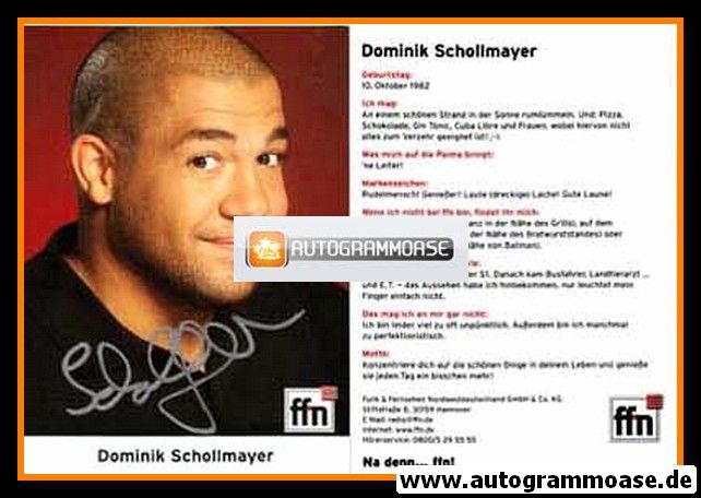 Autogramm Radio | FFN | Dominik SCHOLLMAYER | 2000er (Portrait Color)