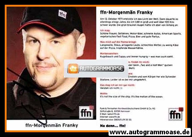 Autogramm Radio | FFN | FRANKY ("Morgenmän") | 2000er (Portrait Color)