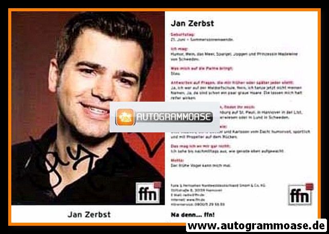 Autogramm Radio | FFN | Jan ZERBST | 2000er (Portrait Color)